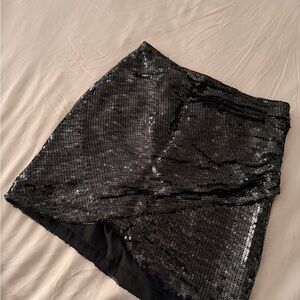 Alice + Olivia Black Sequin Skirt